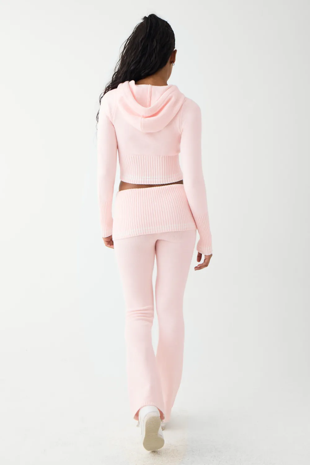 Bottoms^Frankies Bikinis Aimee Cloud Knit Flare Pant Rosebud Pink