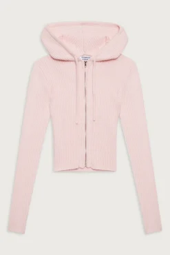 Tops^Frankies Bikinis Aimee Ribbed Cloud Knit Hoodie Rose Quartz