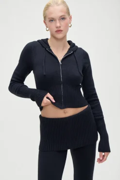 Tops|Matching Sets^Frankies Bikinis Aimee Zip Up Hoodie Black