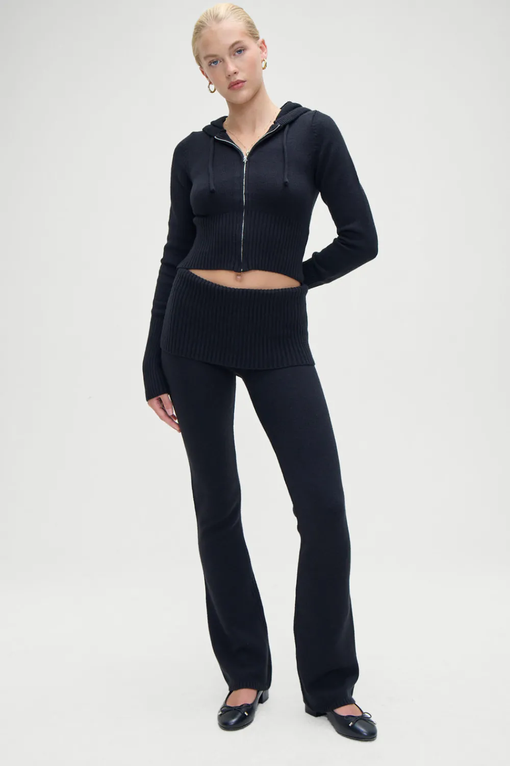 Tops|Matching Sets^Frankies Bikinis Aimee Zip Up Hoodie Black