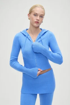 Tops|Matching Sets^Frankies Bikinis Aimee Zip Up Hoodie Blue Moon