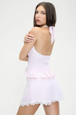 Bottoms|Matching Sets^Frankies Bikinis Angeline Satin Mini Skirt Pink Porcelain