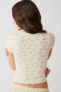 Tops^Frankies Bikinis Archie Floral Cotton Tee Buttercup Bouquet