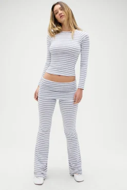 Bottoms|Matching Sets^Frankies Bikinis Avenue Cotton Flare Legging Hazy Stripe