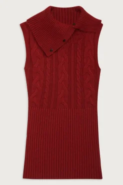 Tops^Frankies Bikinis Axel Cable Cloud Knit Sleeveless Sweater Red Velvet