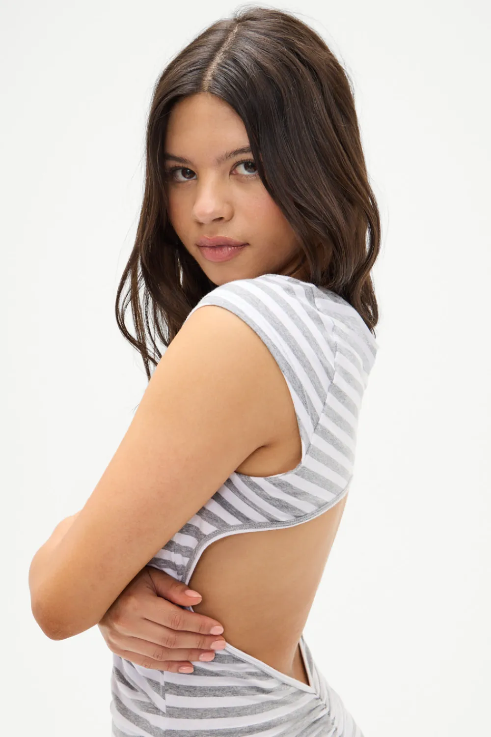 Dresses^Frankies Bikinis Boulevard Cotton Cutout Mini Dress Hazy Stripe