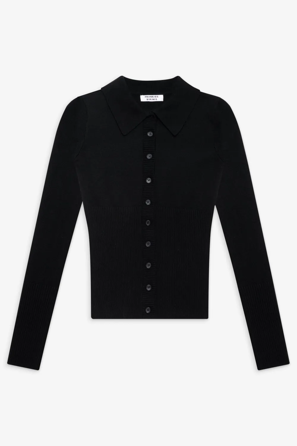Tops|Cloud Knits^Frankies Bikinis Brooks Button Up Sweater Black