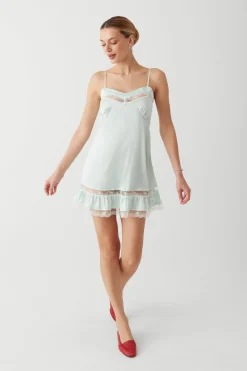 Dresses^Frankies Bikinis Carson Satin Mini Dress Pistachio