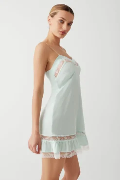 Dresses^Frankies Bikinis Carson Satin Mini Dress Pistachio