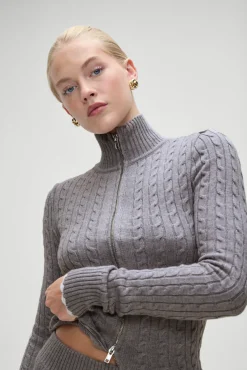 Tops|Cloud Knits^Frankies Bikinis Carter Cable Knit Sweater Rain Cloud