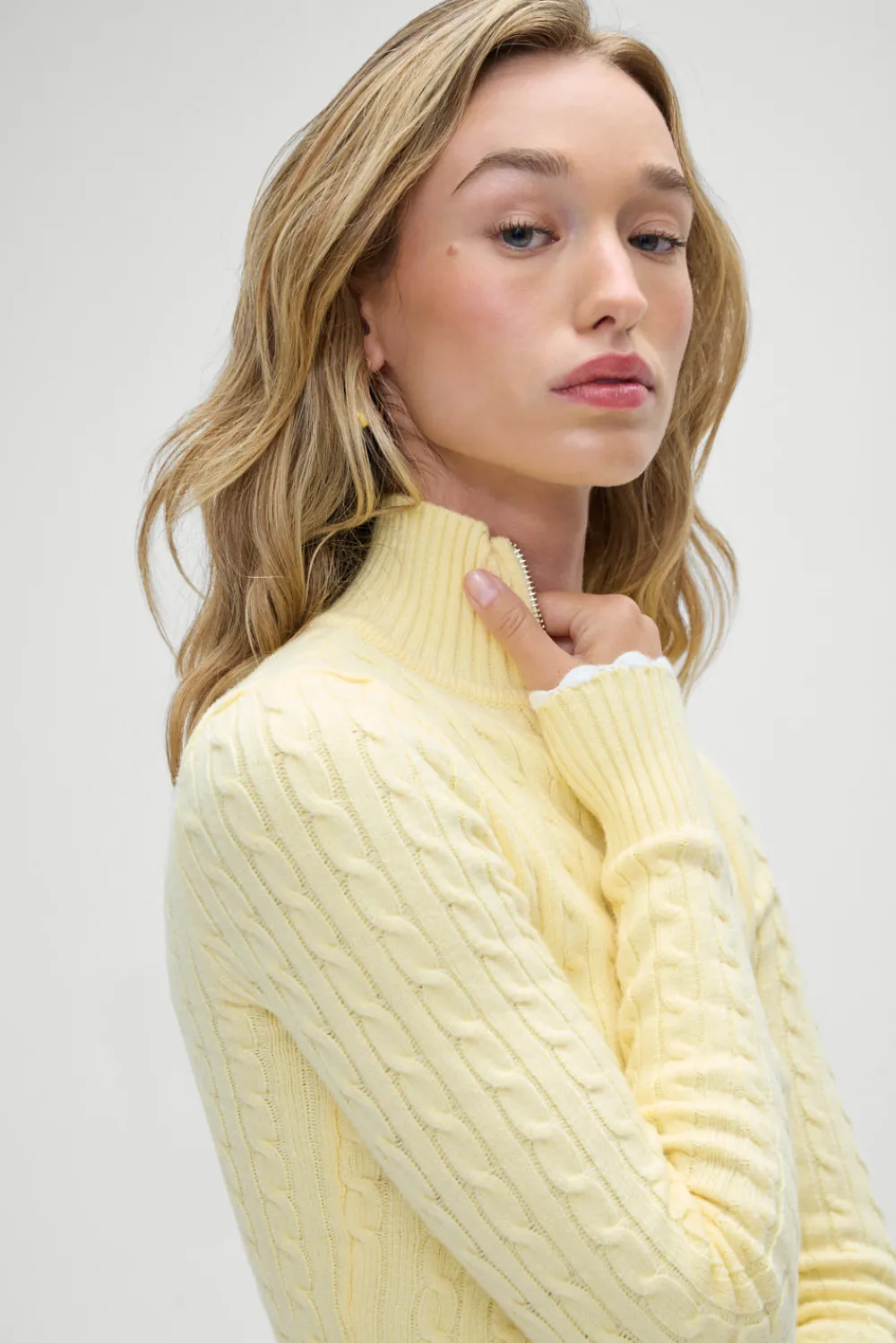 Tops|Cloud Knits^Frankies Bikinis Carter Cable Knit Sweater Vanilla Sugar