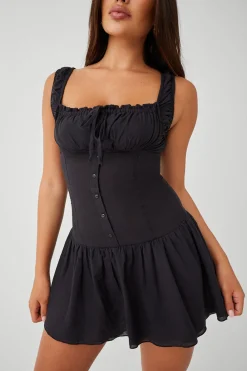 Dresses^Frankies Bikinis Christa Ruffle Mini Dress Black