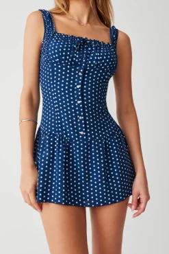 Dresses^Frankies Bikinis Christa Ruffle Mini Dress Sailor Dot