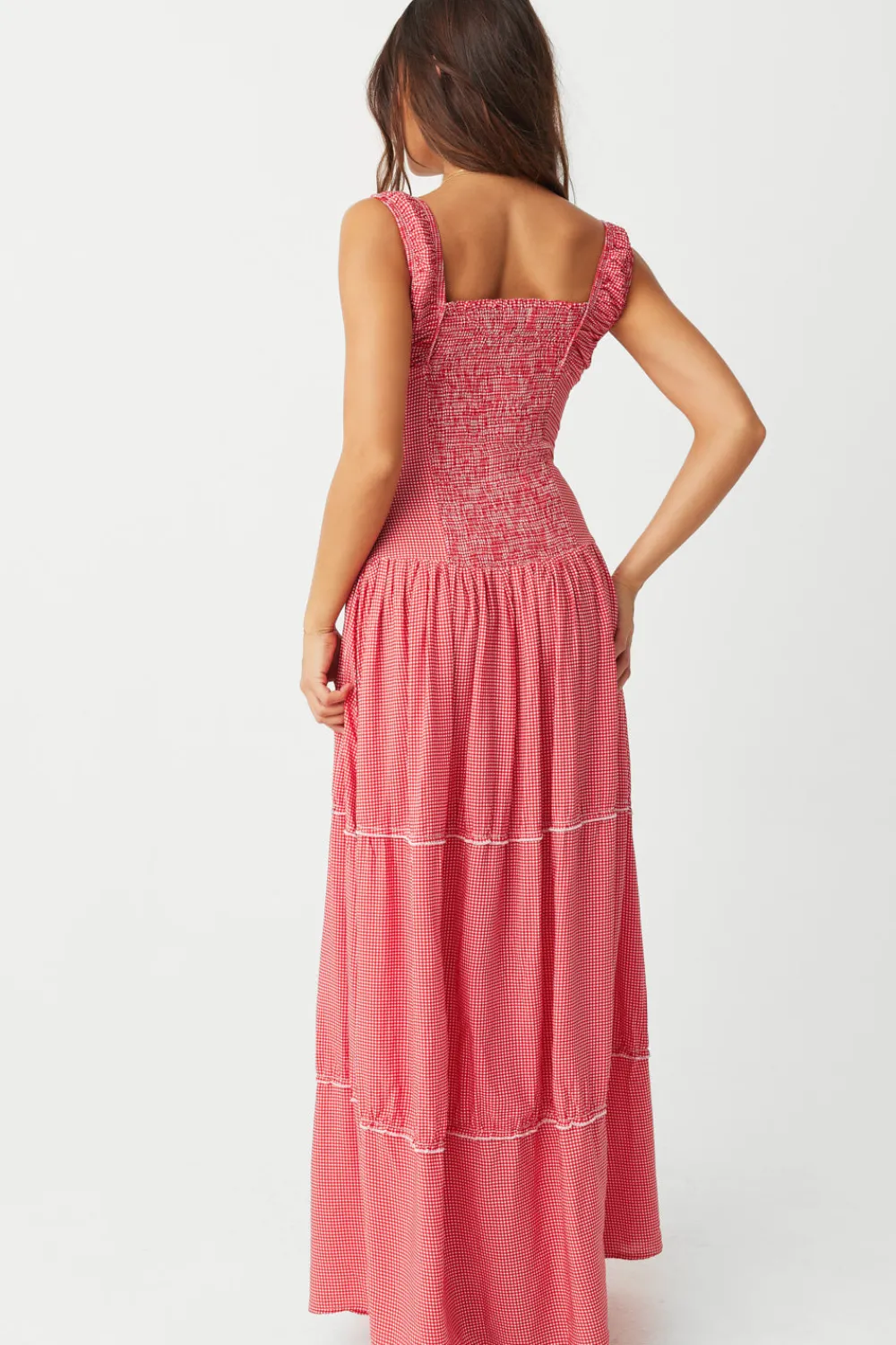 Dresses^Frankies Bikinis Christabelle Ruffle Maxi Dress Ladybug Gingham