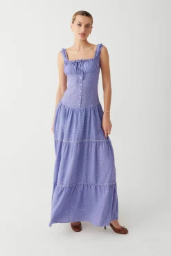 Dresses^Frankies Bikinis Christabelle Ruffle Maxi Dress Sailor Gingham