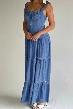 Dresses^Frankies Bikinis Christabelle Ruffle Maxi Dress Sailor Gingham