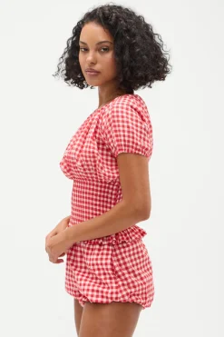 Tops^Frankies Bikinis Cider Gingham Blouse Cherry Gingham