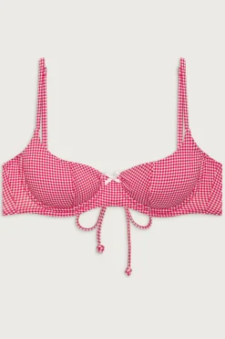 Tops|Bikinis^Frankies Bikinis Cola Underwire Balconette Bikini Top Ladybug Gingham