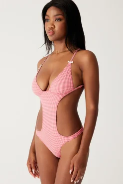 One Pieces^Frankies Bikinis Cruise Monokini One Piece Swimsuit Ladybug Gingham