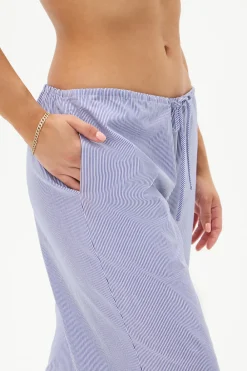 Bottoms|Matching Sets^Frankies Bikinis Daisy Striped Low Rise Pant Midnight Stripe