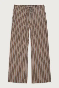 Bottoms^Frankies Bikinis Daisy Striped Low Rise Pant Ocean Stone