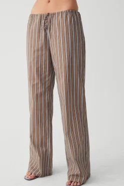 Bottoms^Frankies Bikinis Daisy Striped Low Rise Pant Ocean Stone