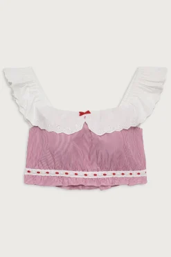 Tops|Matching Sets^Frankies Bikinis Darling Striped Cropped Shirt Peppermint