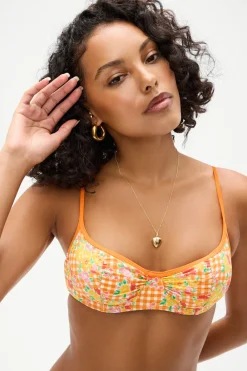 Tops|Bikinis^Frankies Bikinis Dean Floral Underwire Bikini Top Marigold Gingham