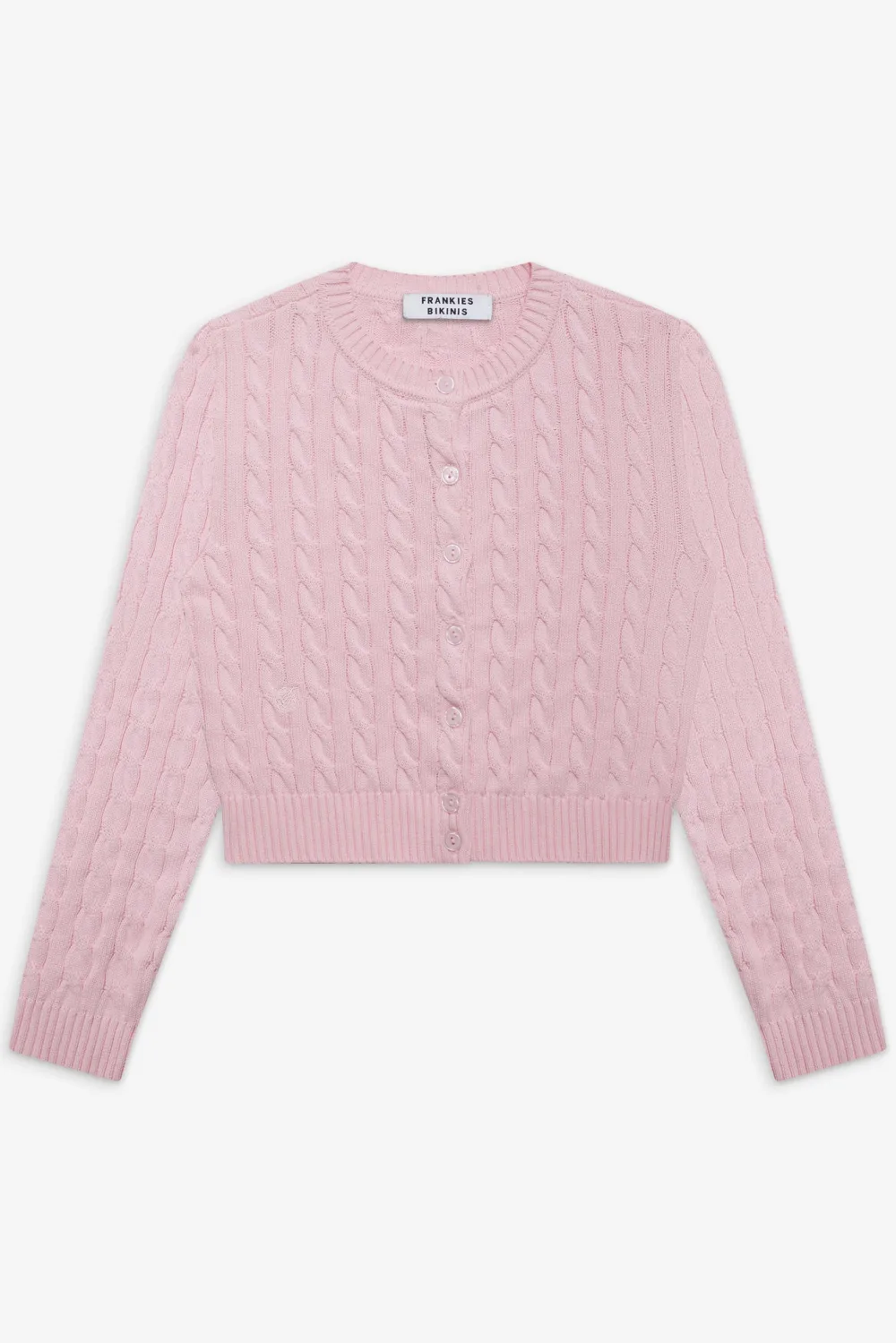 Tops|Cloud Knits^Frankies Bikinis Dudley Cable Knit Cardigan Cozy Pink