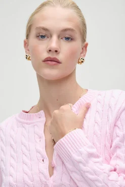 Tops|Cloud Knits^Frankies Bikinis Dudley Cable Knit Cardigan Cozy Pink