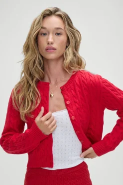 Tops|Cloud Knits^Frankies Bikinis Dudley Cable Knit Cardigan Heartstrings