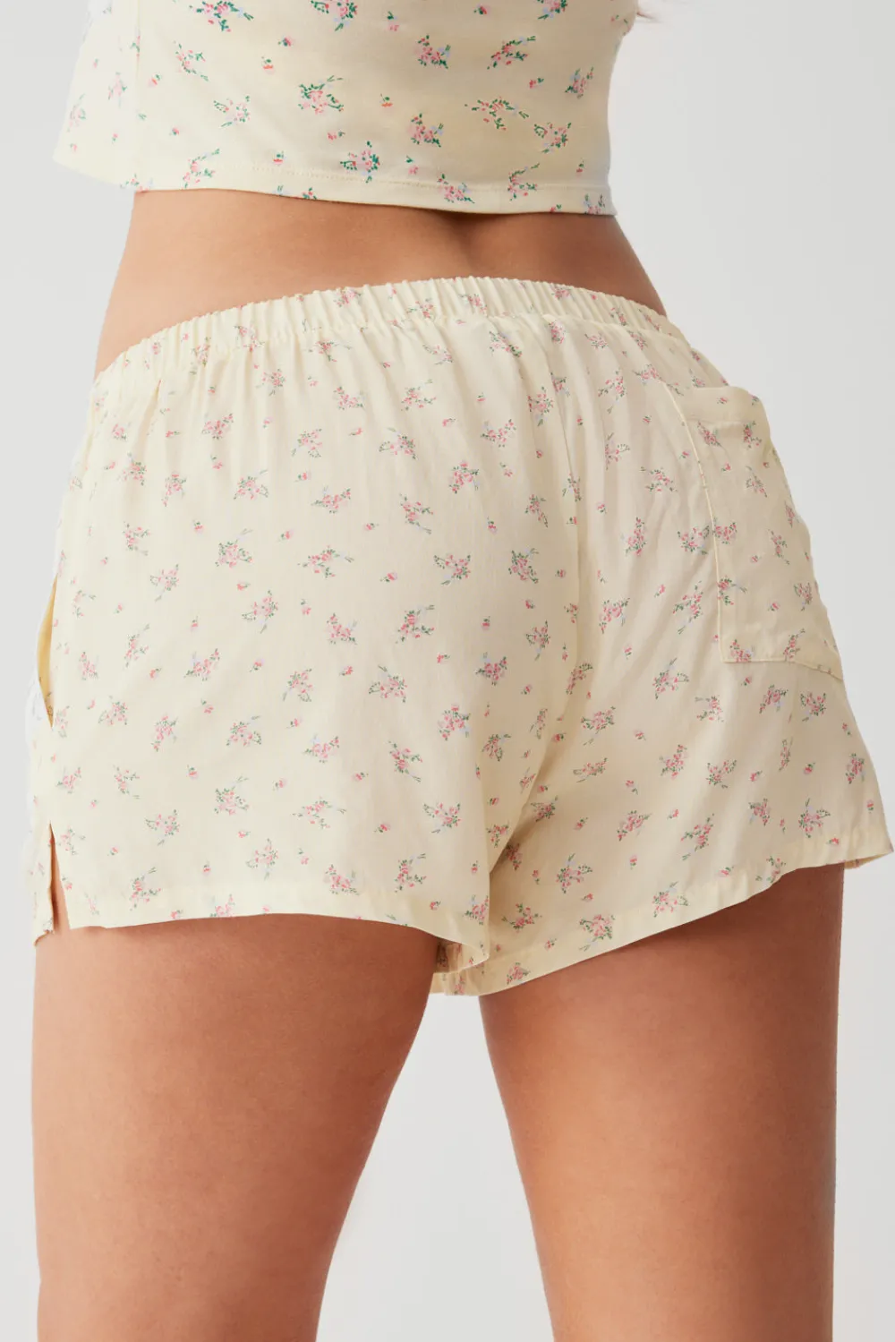 Bottoms^Frankies Bikinis Farmhouse Floral Mini Short Buttercup Bouquet