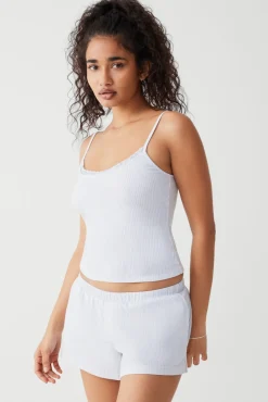 Tops^Frankies Bikinis Farmhouse Striped Cotton Camisole Sleepy Stripe
