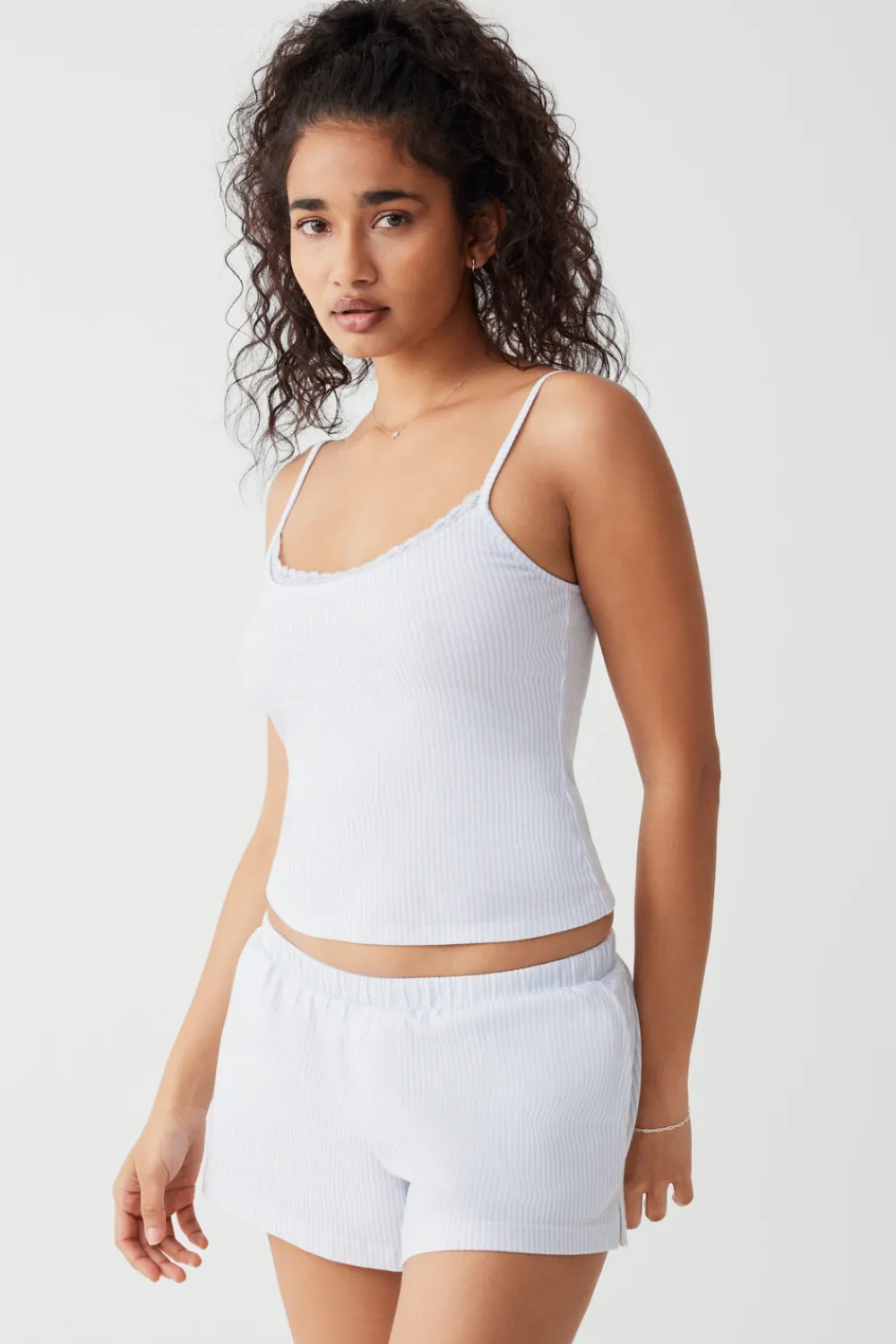 Tops^Frankies Bikinis Farmhouse Striped Cotton Camisole Sleepy Stripe
