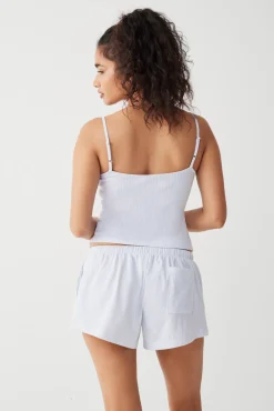 Tops^Frankies Bikinis Farmhouse Striped Cotton Camisole Sleepy Stripe