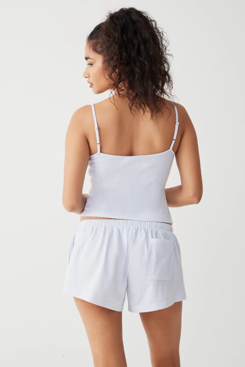 Tops^Frankies Bikinis Farmhouse Striped Cotton Camisole Sleepy Stripe