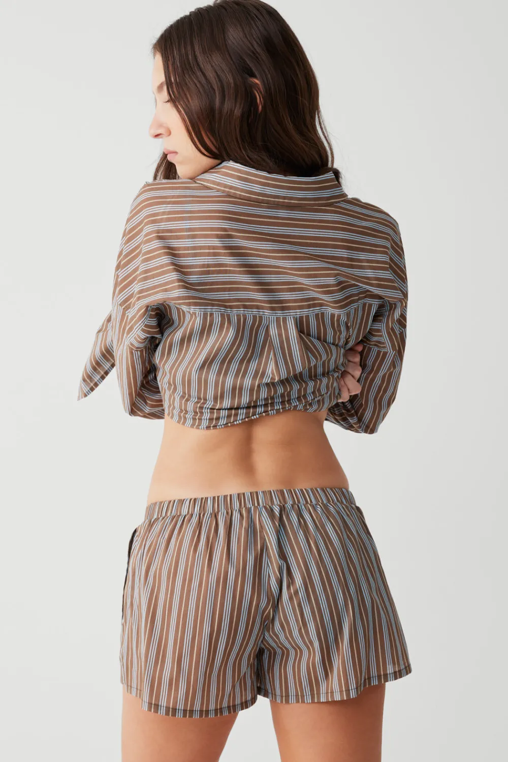 Bottoms^Frankies Bikinis Farmhouse Striped Mini Short Ocean Stone