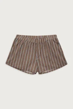 Bottoms^Frankies Bikinis Farmhouse Striped Mini Short Ocean Stone