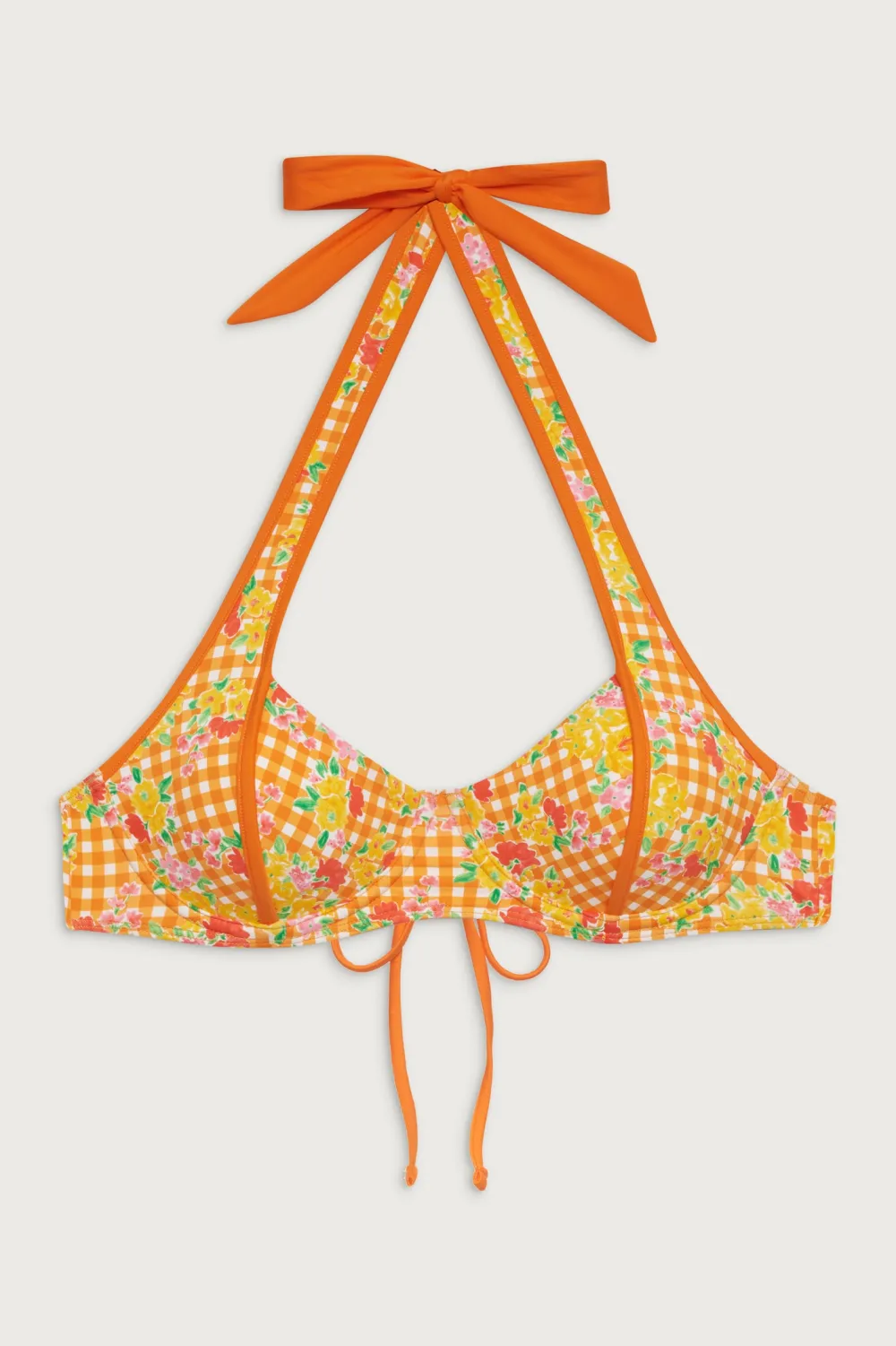 Tops|Bikinis^Frankies Bikinis Fin Floral Underwire Bikini Top Marigold Gingham