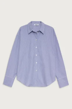 Tops|Matching Sets^Frankies Bikinis Griffin Striped Button Up Shirt Midnight Stripe