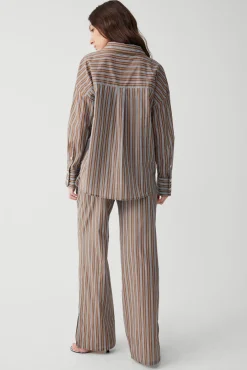 Tops^Frankies Bikinis Griffin Striped Button Up Shirt Ocean Stone