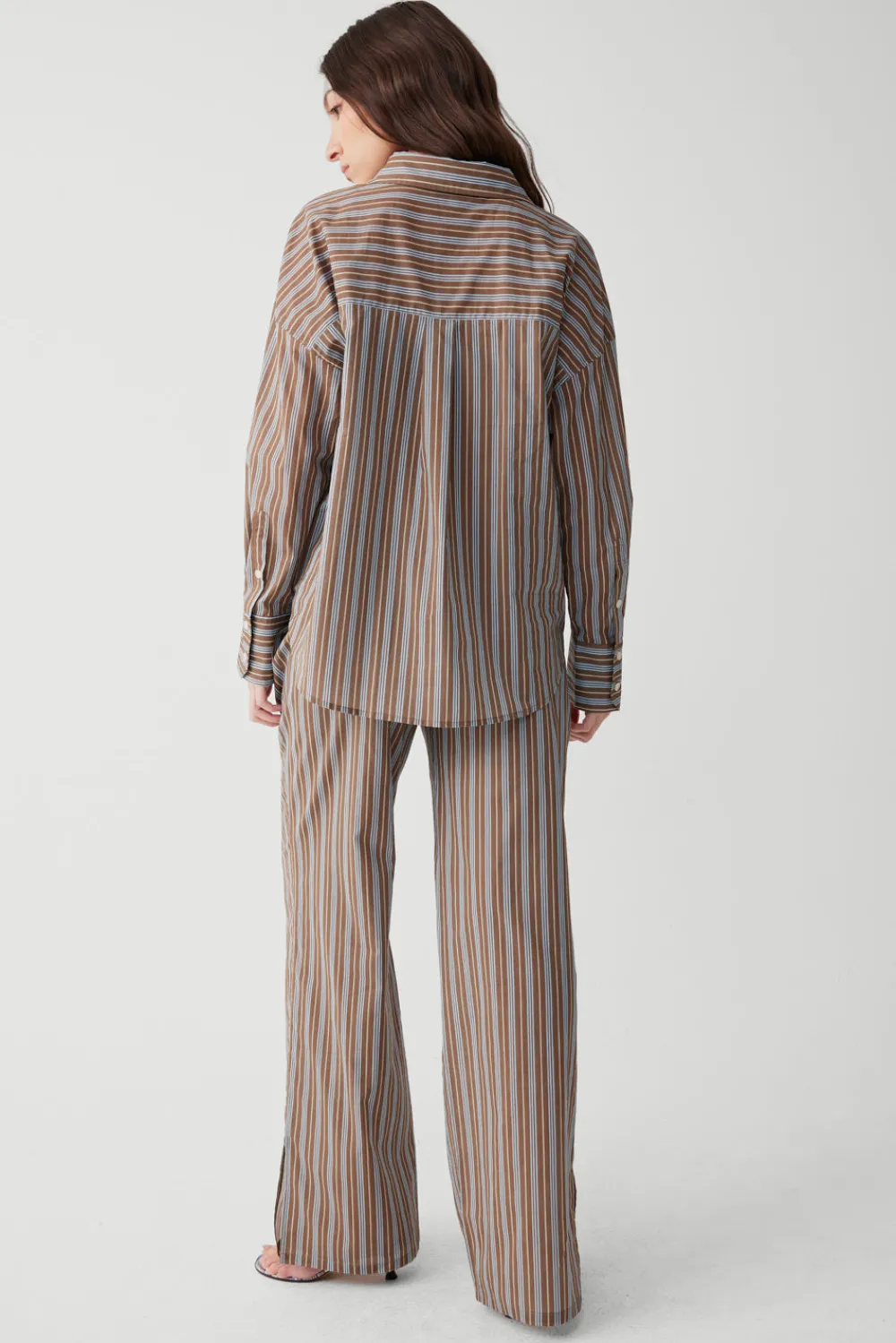 Tops^Frankies Bikinis Griffin Striped Button Up Shirt Ocean Stone