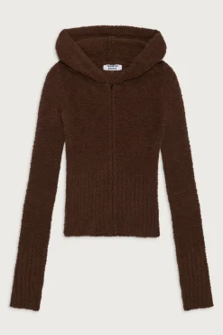 Tops^Frankies Bikinis Harlowe Fuzzy Zip Up Hoodie Chocolate Lily