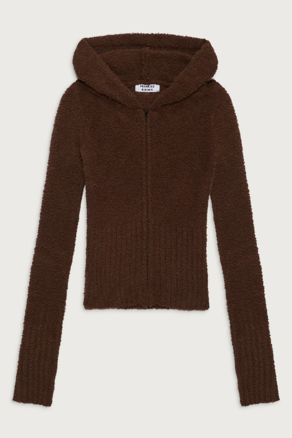 Tops^Frankies Bikinis Harlowe Fuzzy Zip Up Hoodie Chocolate Lily