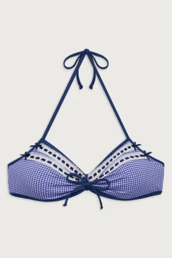 Tops|Bikinis^Frankies Bikinis Jessup Triangle Halter Bikini Top Sailor Gingham