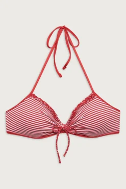 Tops|Bikinis^Frankies Bikinis Jessup Triangle Halter Bikini Top Scarlet Stripe