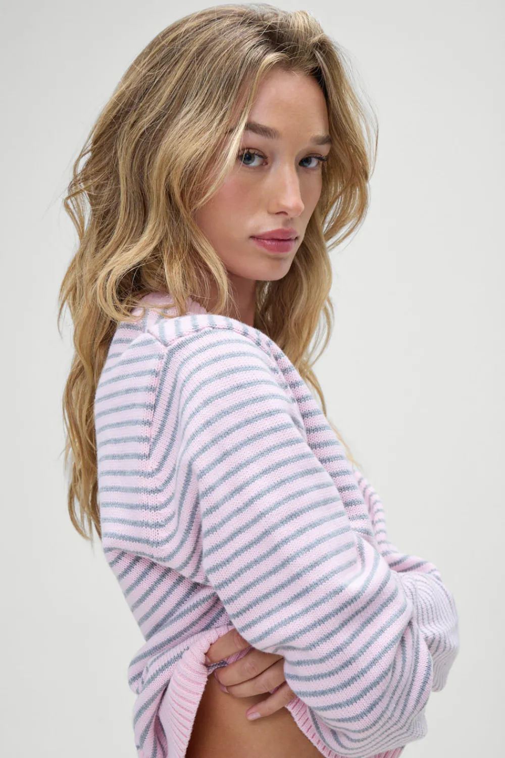 Tops|Cloud Knits^Frankies Bikinis Kip Oversized Sweater Rosewater Stripe