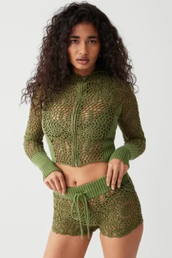 Bottoms^Frankies Bikinis Lyla Crochet Mini Short Sea Moss