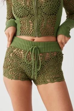 Bottoms^Frankies Bikinis Lyla Crochet Mini Short Sea Moss