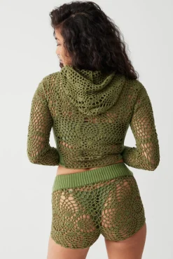 Bottoms^Frankies Bikinis Lyla Crochet Mini Short Sea Moss